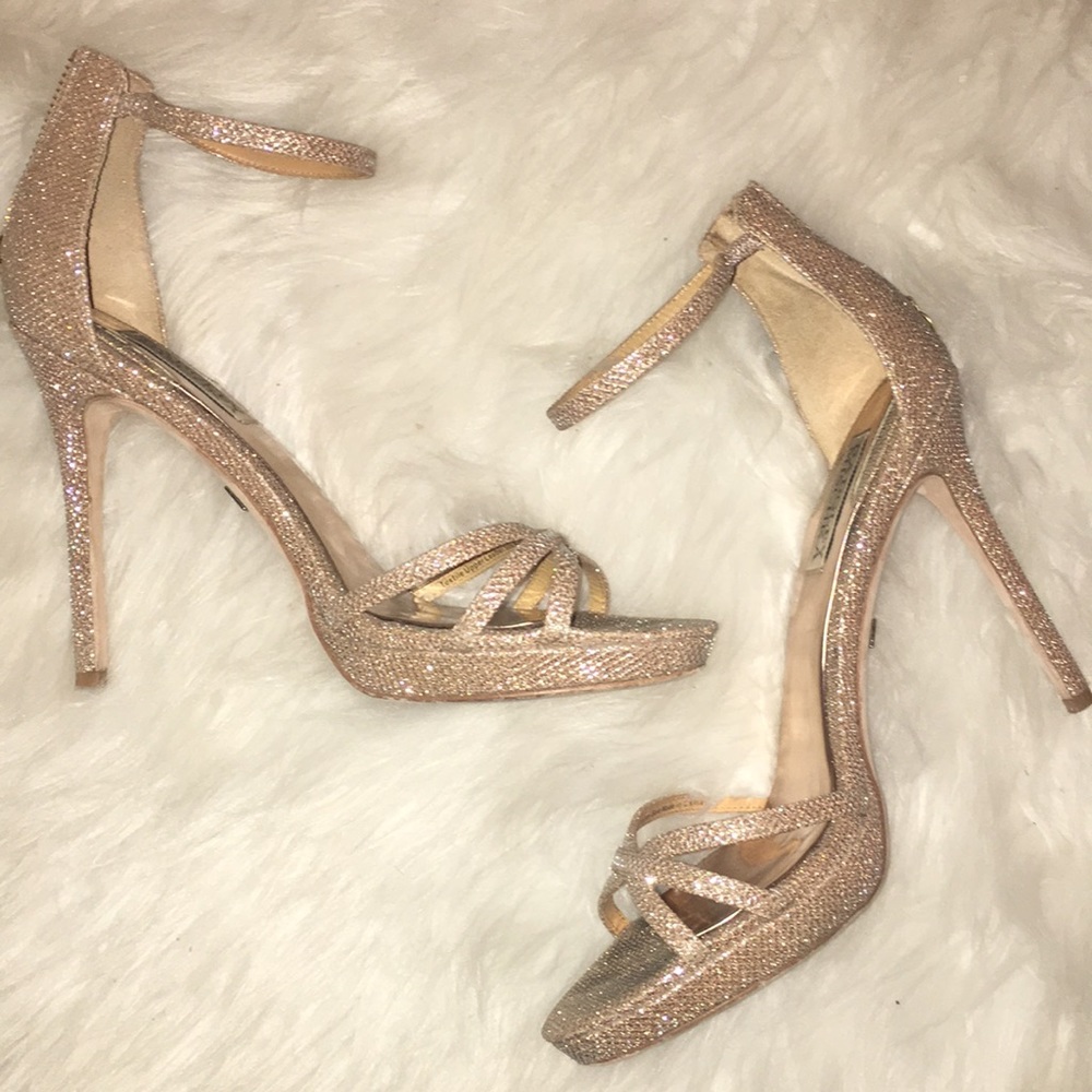 Badgley Mishka blush sparkle heel